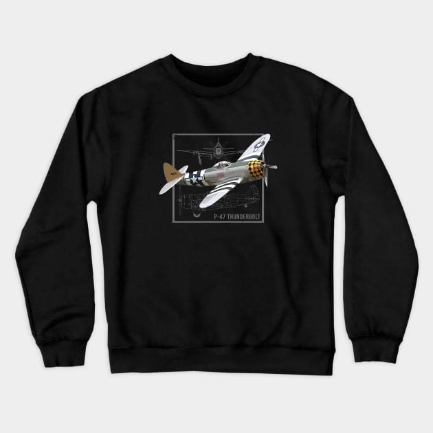 Republic P-47 Thunderbolt | WW2 Fighter Plane Crewneck Sweatshirt by Jose Luiz Filho